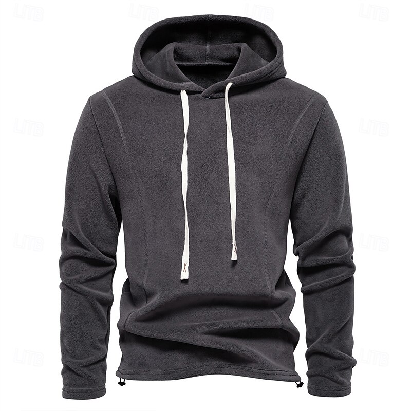 Mens Winter Solid Fleece Hoody High Quality Warm Casual Drawstring Hat Sweatshirt Soft Shell Hoodies for Men 7