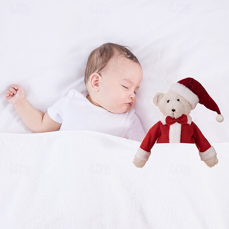 Christmas Standing Bear Plush Figurine, Cute Red Bear Ornament for Window Display, Xmas Gift for Kids, Holiday Plush Doll Decor2