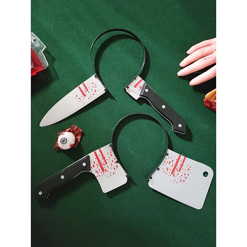 Bloody Cleaver Halloween Headband – Scary Knife Head Accessory for Halloween Costume Parties, Cosplay, and Pranks3