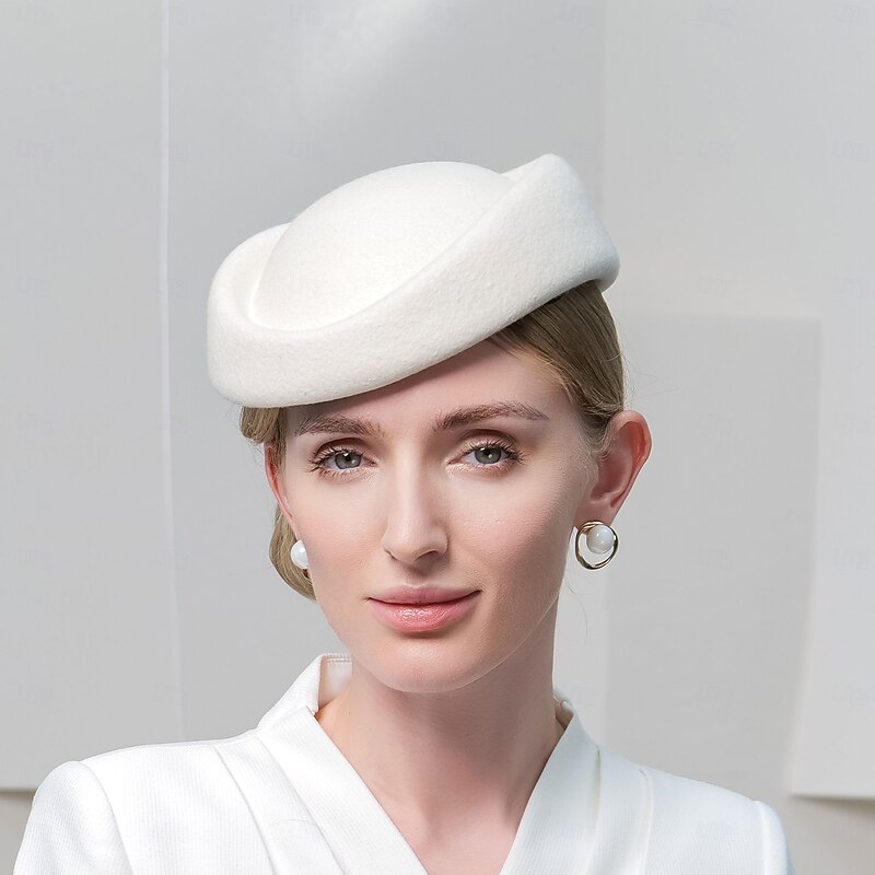 Hats 100% Wool Beret Hat Wedding Evening Party Elegant Wedding With Cap Pure Color Headpiece Headwear