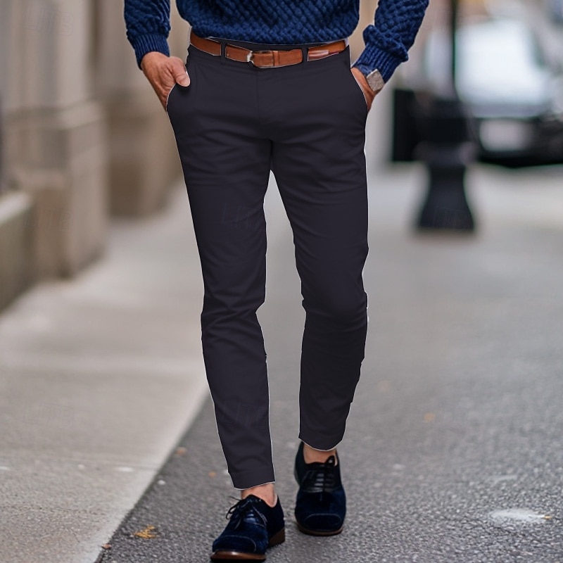 Men's Trousers Chinos Summer Pants Casual Pants Front Pocket Plain Comfort Breathable Casual Daily Holiday Fashion Basic Black White3