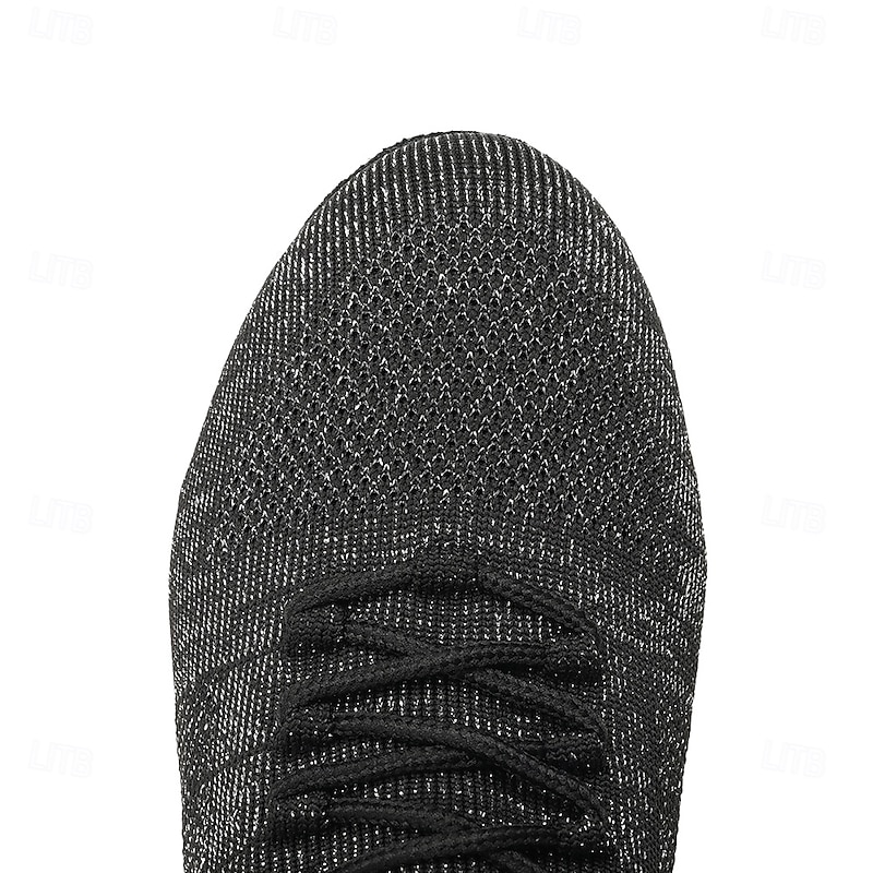 Women's Black Glitter Knit Jazz Dance Shoes with Lace-Up Design and Suede Sole - Lightweight Breathable Performance Shoes for Ballroom and Latin Dancing3