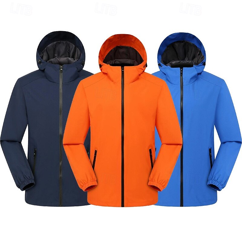 Men's Softshell Jacket Hiking Jacket Outdoor Windproof Water Resistant Windbreaker Jacket Lightweight Puffer Jacket Traveling Black Red Navy Blue Royal Blue Orange