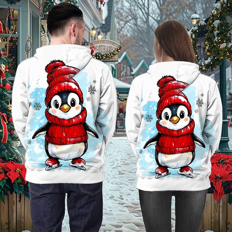 Christmas Animal Penguin Hoodie Funny Christmas Hoodie 3D Christmas Front Pocket Graphic For Couple's Men's Women's Adults' Masquerade 3D Print Party Casual Daily2
