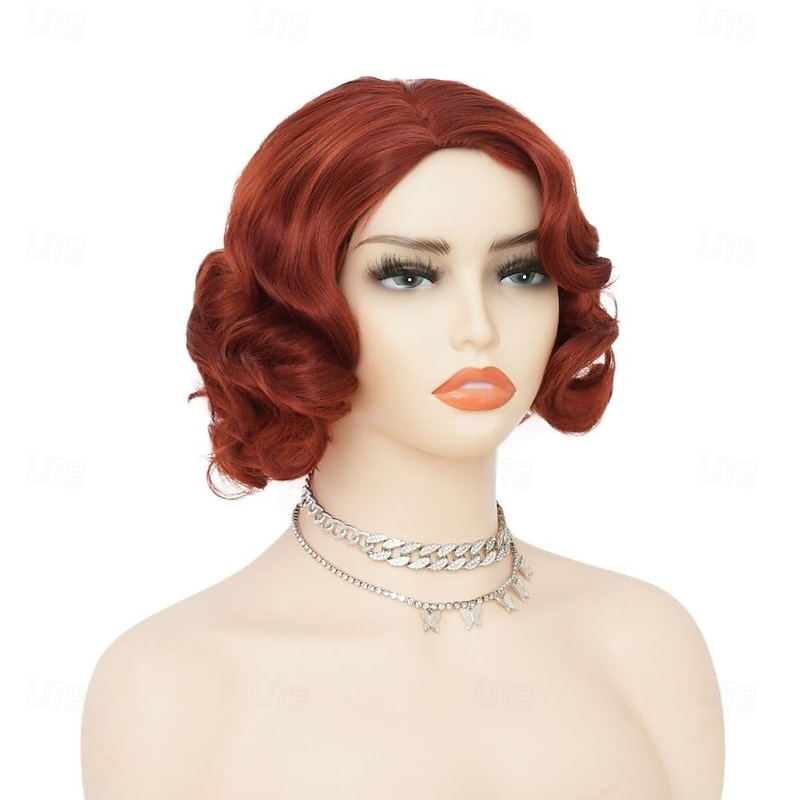 Short 1920s Wigs for Women Finger Wave Natural Synthetic Hair Wig Lady Cosplay Carnival Costume Flapper Wig Halloween Wigs4
