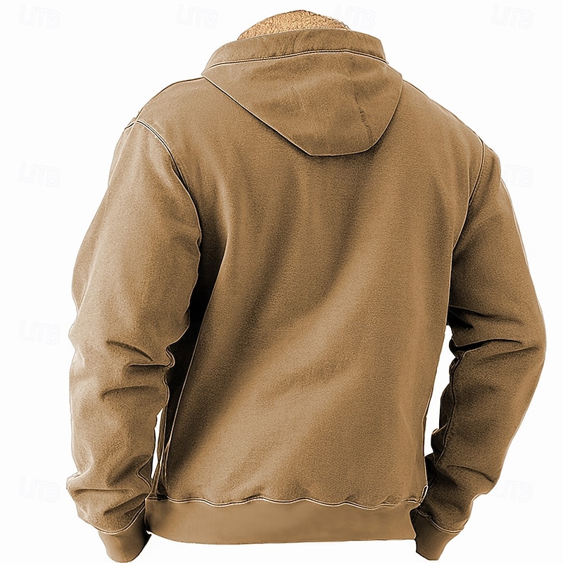 Men's Cow Fleece Hoodie Hoodies Fashion Cool Long Sleeve Hooded Holiday Streetwear Blue Brown Zipper Pocket Fall Winter Designer3