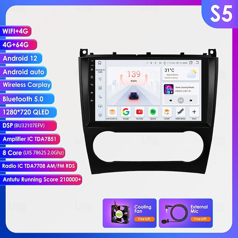 Car Radio Multimedia Player For 2004 - 2011 Mercedes Benz W203 W209 Android 9 inch Car Radio Multimedia Player GPS Navigation DSP Bluetooth HD Screen2