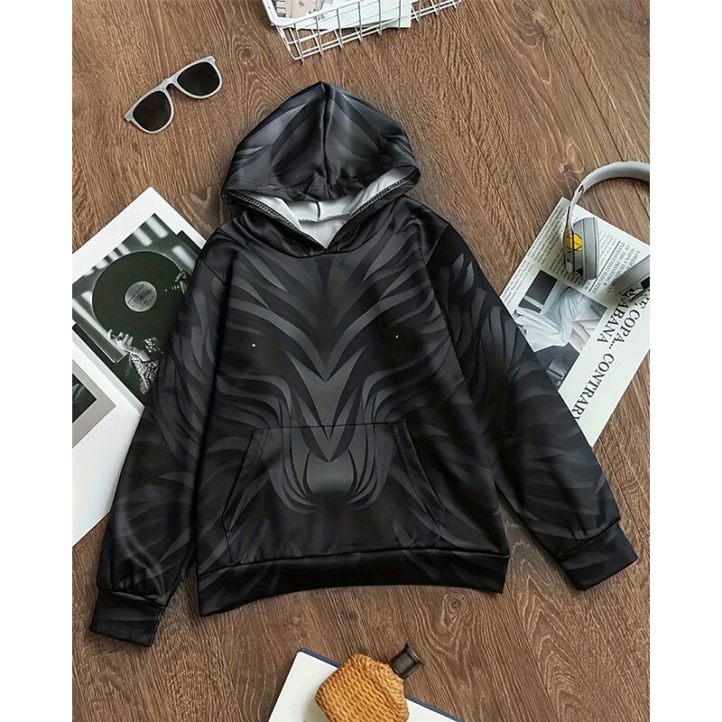 Boys 3D Graphic Animal Hoodie Long Sleeve Spring Fall Fashion Streetwear Kids 4-12 Years Hooded Outdoor Casual Daily Regular Fit3