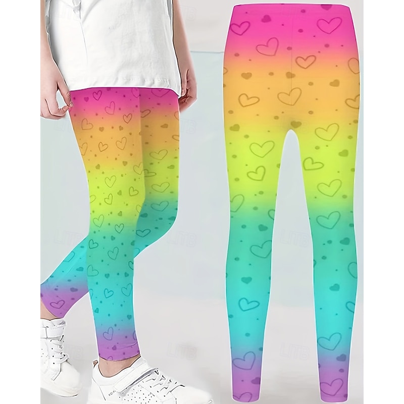 Girls' 3D Heart Graphic Pants Leggings Spring Fall Active Basic Kids 4-12 Years Outdoor Casual Daily Regular Fit