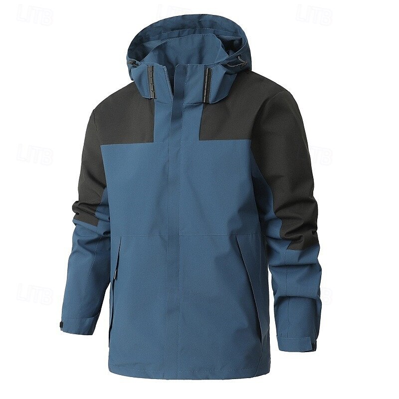 Men's Hiking Jacket Winter Outdoor Waterproof Windproof Front Zipper Lightweight Jacket Full Zip Camping / Hiking / Caving Black Blue Brown Beige3