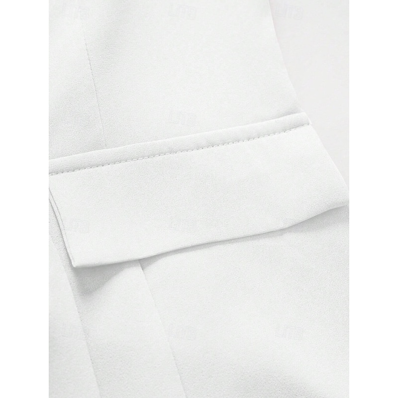 Women's Shrugs Solid Color Elegant Long Sleeve Shirt Collar Work Daily Pocket White Spring Fall Winter4