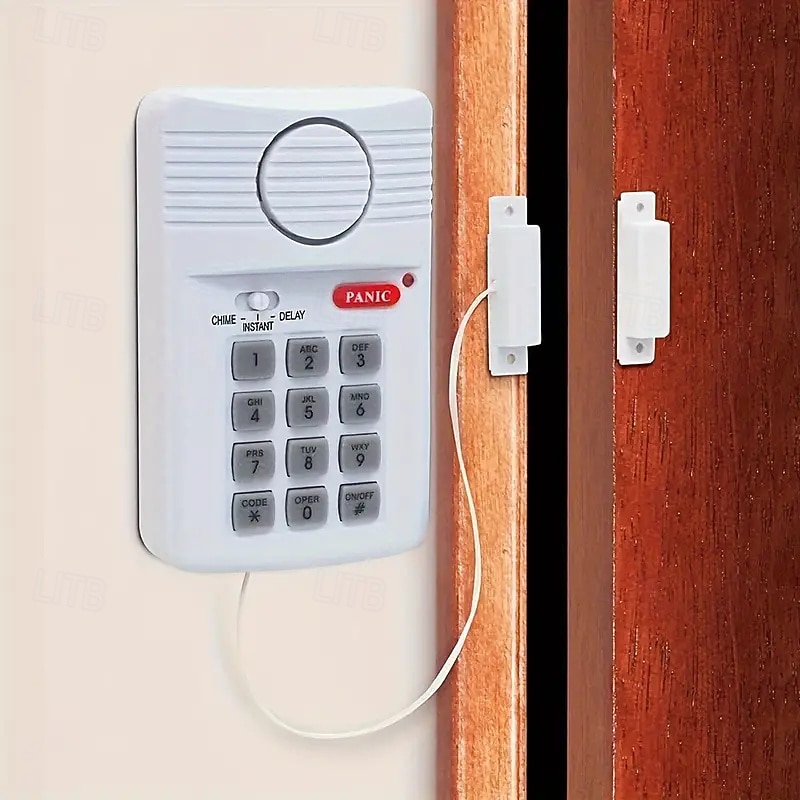 Wireless Security Alarm System for Home Garage & Shed - Includes Door & Window Keypad Battery Powered (3 AA Batteries Not Included)