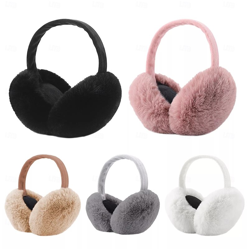 Ear Muffs for Winter Fluffy Foldable Earmuffs Thermal Soft Removable Ear Covers Winter Ear Warmers for Women