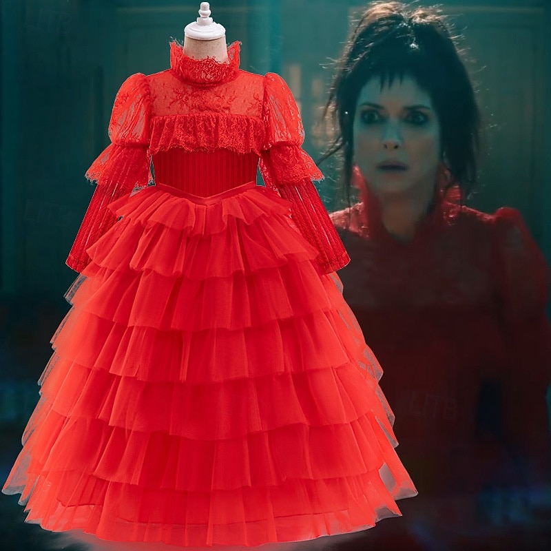 Ghost Bride Lydia Deetz Halloween Dress Beetlejuice Horror Movie Vintage Dress Dress Up Kid's Girls' Masquerade Party / Evening Easy Halloween Costumes Dress Up