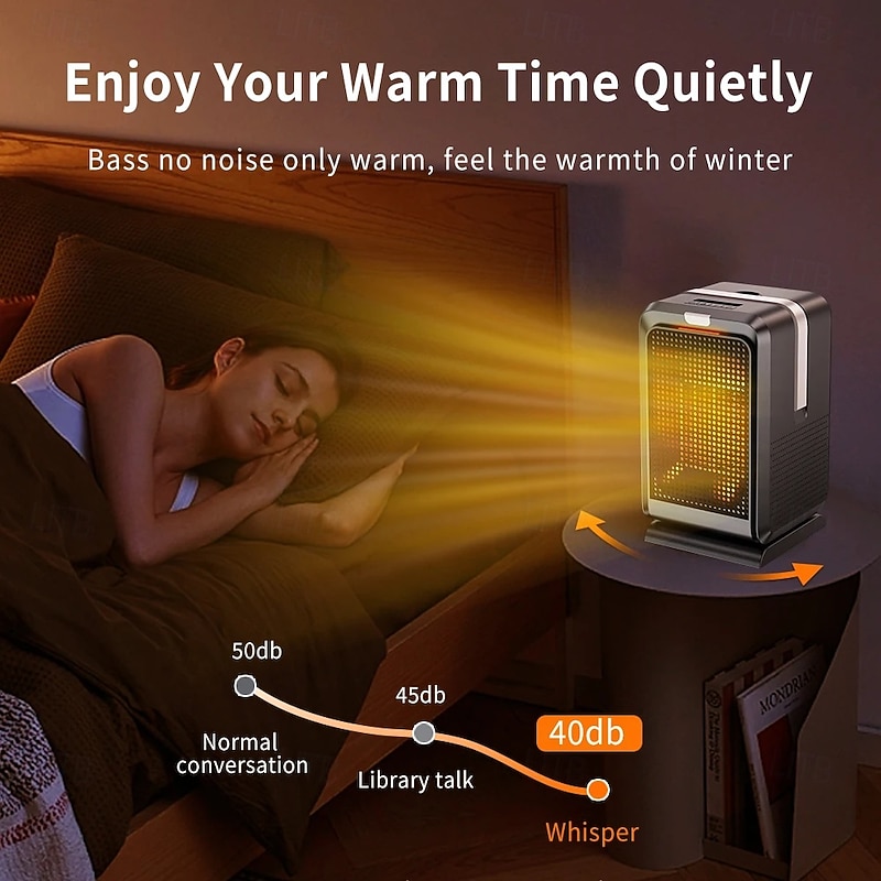 Electric Heater for Home Indoor 1000W Winter Space Heater PTC Ceramic Heating Fan 4 Modes 8H Timer Remote Control