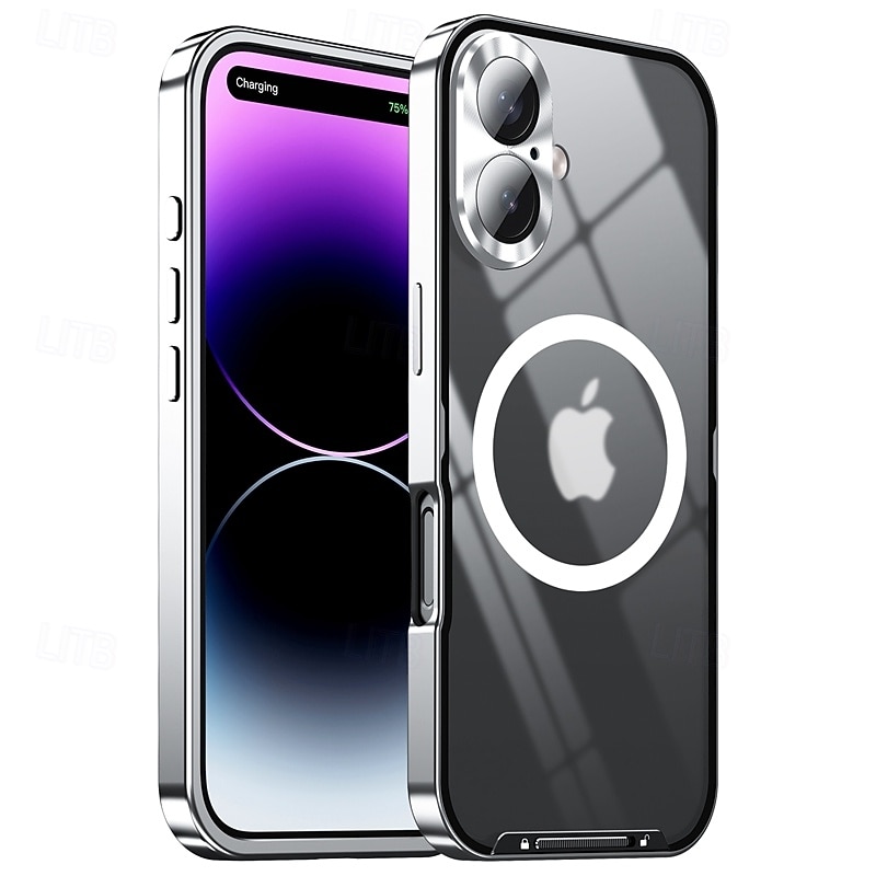 Phone Case For iPhone 16 15 14 Pro Max 13 Pro Max Magnetic Adsorption With Magsafe Camera Lens Protector Support Wireless Charging Shockproof Acrylic Aluminum Alloy