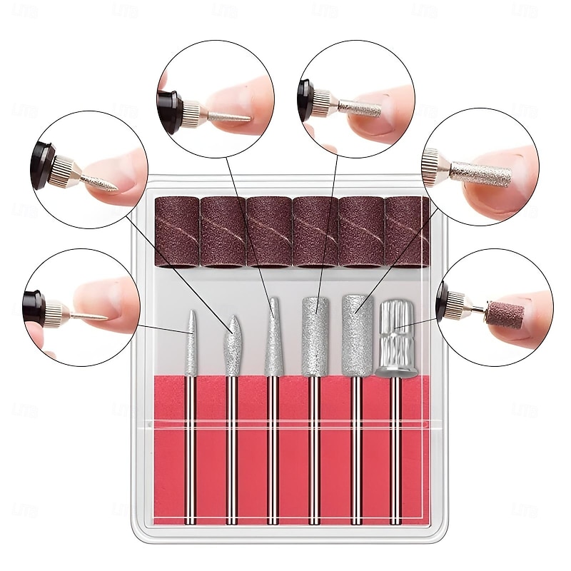 Electric Nail Drill Manicure & Pedicure Care Set Mini Nail Kit 6pcs Fuchsia Electric Nail Drill Kit with Accessories for Manicure & Pedicure Nail Art Pen4