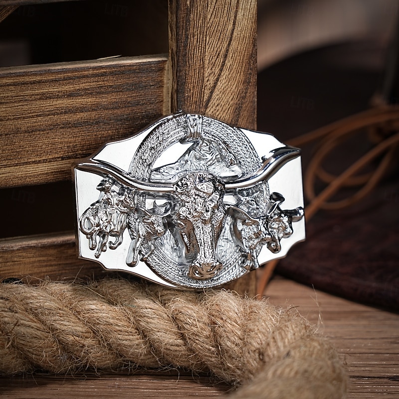 Men's Belt Buckle Buckle Silver Bronze Alloy Vintage Style Retro Vintage Cow Daily Religious Celebrations4