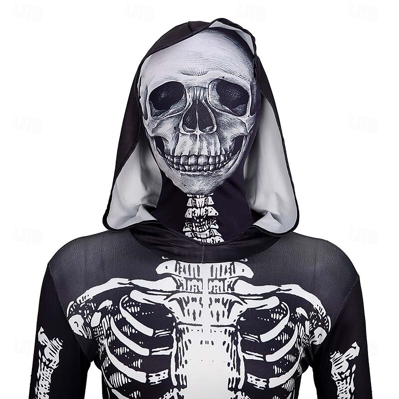 Skull Skeleton Halloween Zentai Suits Bodysuits Carnival Costume Full Body Suit Scary Costume Kid's Adults' Men's Women's Boys' Carnival Masquerade Performance Party Easy Halloween Costumes Dress Up4