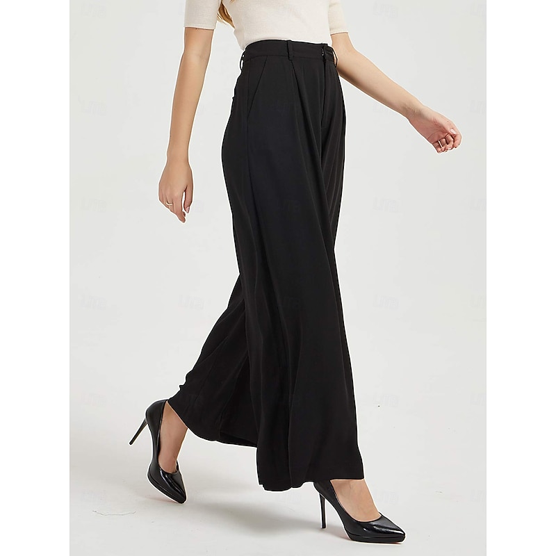 Women's High Waist Casual Wide Leg Long Palazzo Pants4
