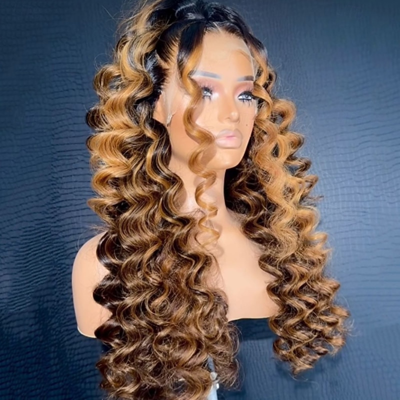 Unprocessed Virgin Hair 13x4 Lace Front Wig Free Part Brazilian Hair Loose Wave Multi-color Wig 130% 150% Density Highlighted / Balayage Hair Glueless Pre-Plucked For Women Long Human Hair Lace Wig