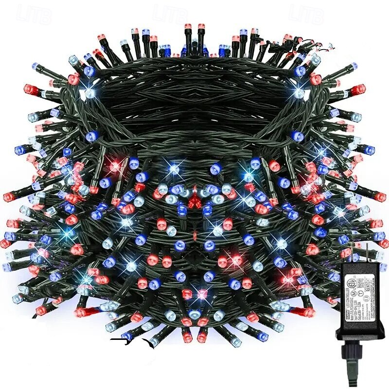 DC24V Safe Voltage LED Xmas String Lights 100M 50M 20M 10M with 800 LEDs and 400 LEDs, Fairy Strip Holiday Lights, IP65 Waterproof Outdoor Lighting for Christmas, Party, New Year Events, US/EU/AU/UK Plug3