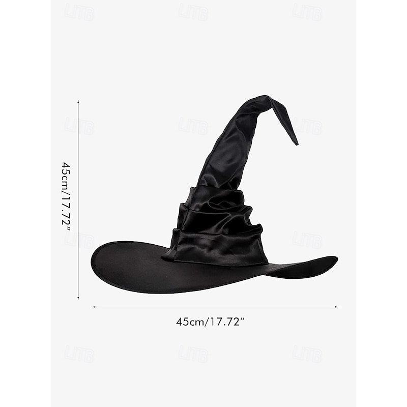 Women's Black Witch Hat with Wide Brim and Pointed Top, Halloween Costume Accessory for Parties and Cosplay4