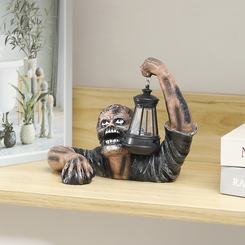 Halloween Zombie Lantern Resin Craft Ornament Outdoor Garden Decorations Horror Zombie Statue
