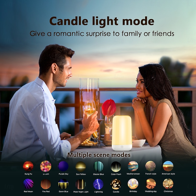 LED Smart Light Dimmable Seven-Color Touch Control Night Light, Rechargeable Battery Operated Bluetooth Table Lamp with Timer for Kids, Travel, and Desk Use3