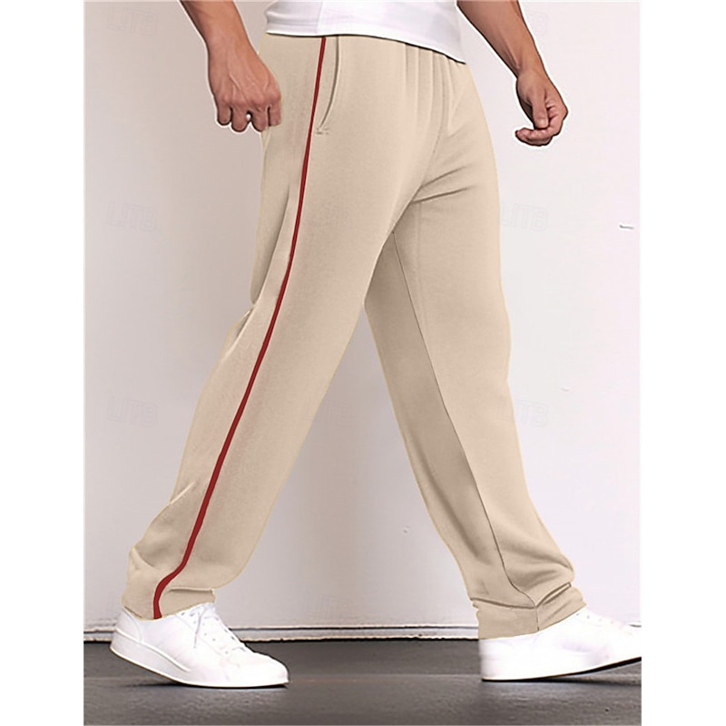 Men's Sweatpants Wide Leg Sweatpants Trousers Patchwork Pocket Drawstring Color Block Comfort Sports Outdoor Daily Fashion Casual Black Red Micro-elastic - Main Image