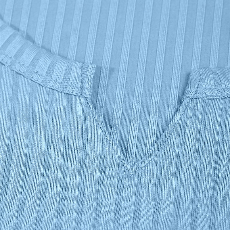 Men's T Shirt Muscle Shirt Ribbed Knit tee Tee Top Long Sleeve V Neck Summer Plain Pit Strip Fashion Designer Basic Knitting Vacation Street Going out Light Blue Black Pink Top Tee for Men3