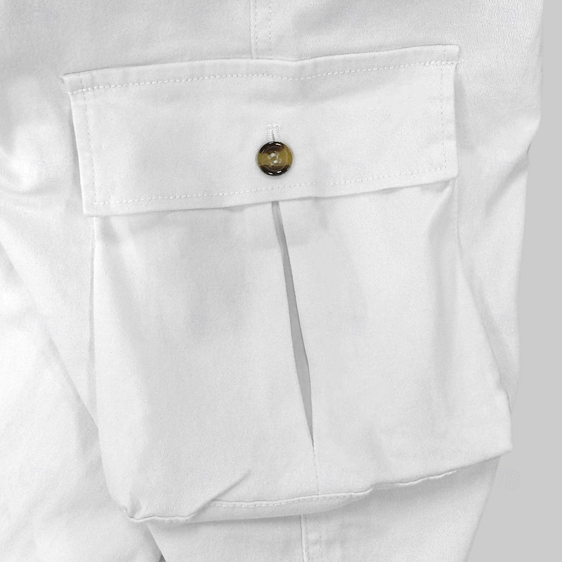 Men's Cargo Pants Trousers Chinos Casual Pants Zipper Cargo Pocket Plain Comfort Breathable Full Length Casual Daily Holiday Fashion Basic Black White Micro-elastic3