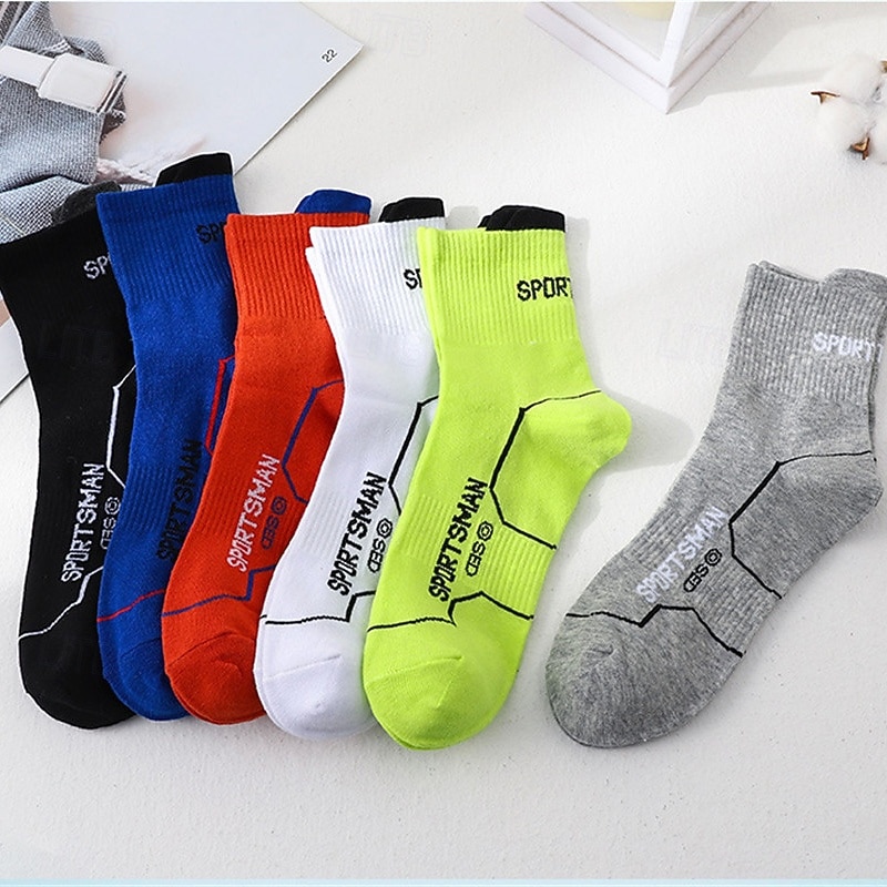 Men's Socks Bike Socks Sports Socks Athletic Socks Camping / Hiking Outdoor Exercise Cycling / Bike Bike / Cycling Warm Breathable Non-Skid 1 Pair Winter Letter & Number Cotton Black White Red