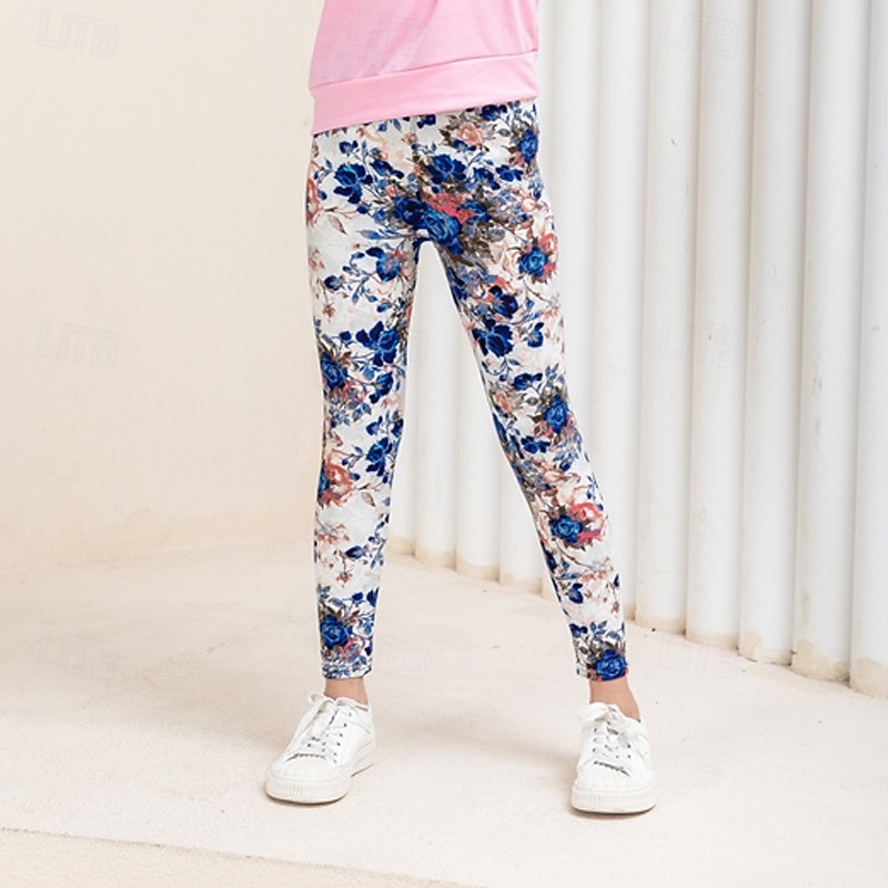 Easter Girls' 3D Floral Graphic Pants Leggings Spring Fall Active Basic Kids 4-12 Years Outdoor Casual Daily Regular Fit4