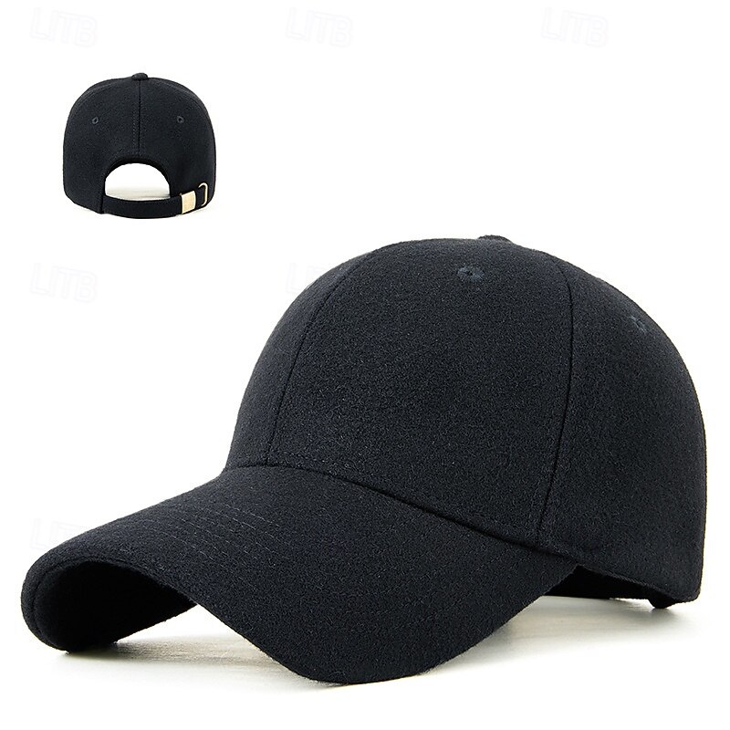 Men's Baseball Cap Sun Hat Trucker Hat Black Light Grey Polyester Fashion Casual Street Daily Solid Color Thermal Warm Fleece Lining Adjustable Windproof4