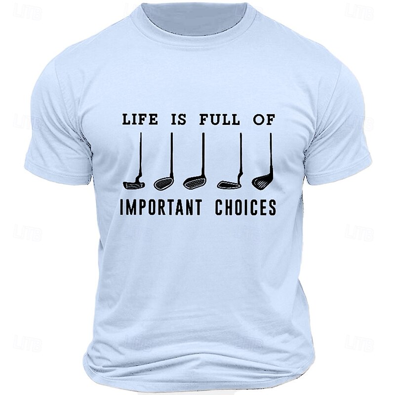 Men's Funny Golf Letter Print T Shirt Tee Top 100% Cotton Short Sleeve Graphic Shirt White Light Blue Comfortable Tee Street Sports Outdoor Fashion Designer Clothing2