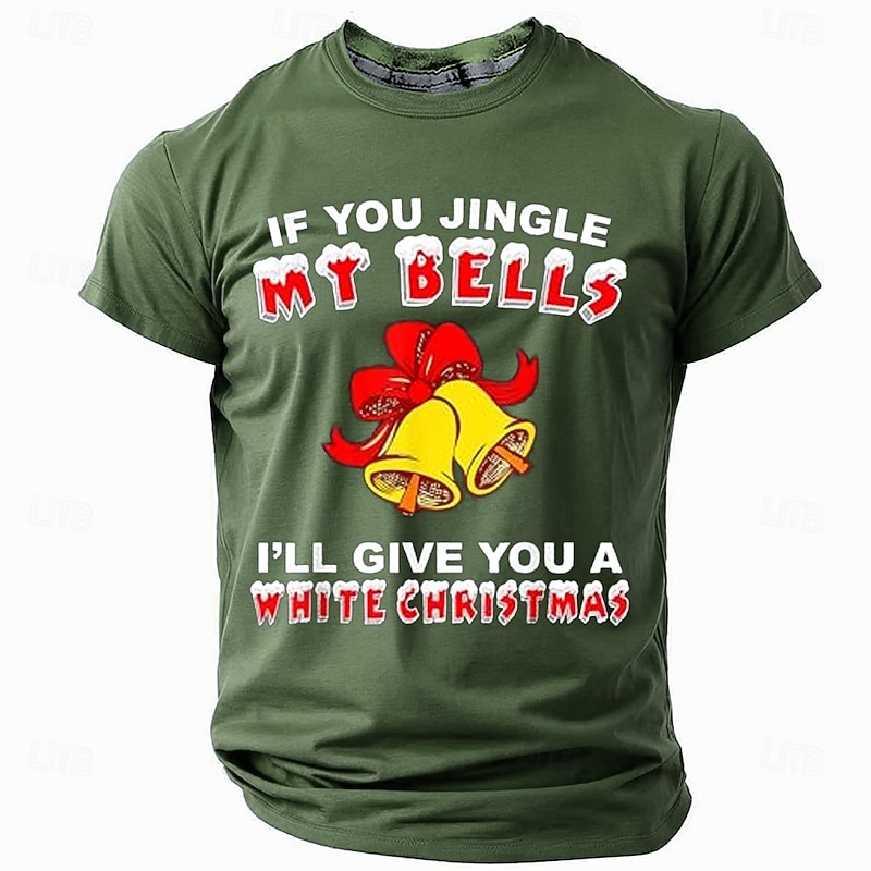 Christmas Men's Funny Christmas 3D T-shirts Jingle Bell Casual 3D Print Party Holiday Red Blue Crew Neck 3D Print Spring & Summer Designer shirt4