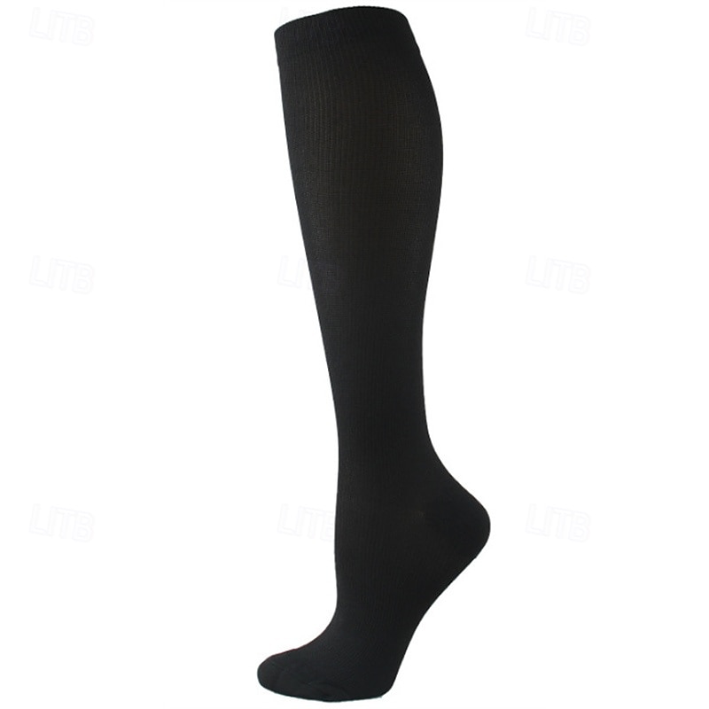 5 Pairs Men's Compression Socks Hiking Socks Sports Socks Breathable Soft Stretchy Comfortable Outdoor Solid Color Polyester Black White Navy Blue for Hunting Cycling / Bike Camping / Hiking / Caving2