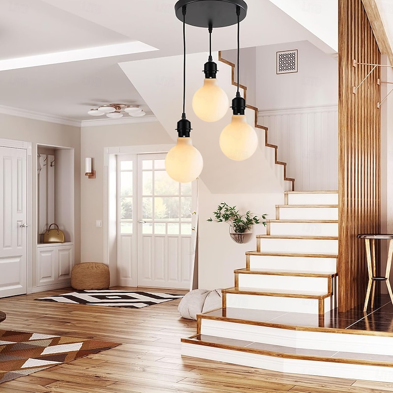 Chandelier Dining Room Chandelier Simple Modern Disc Straight Plate Fashion Glass Lampshade Table Creative Personality Chandelier 85-265V4