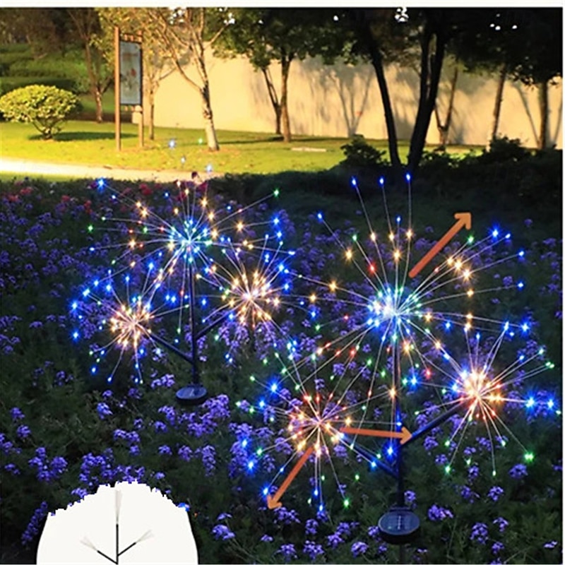 Solar Fireworks Light 3in1 Solar Ground Insertion Dandelion Light String Outdoor Waterproof Christmas Decorative Light 1/2pcs