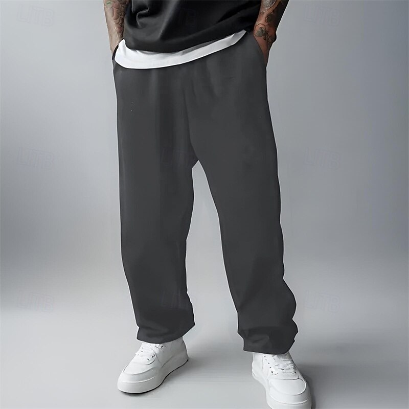 Men's Sweatpants Fleece Pants Joggers Trousers Straight Leg Sweatpants Elastic Waist Straight Leg Solid Color Plain Comfort Breathable Full Length Sports Outdoor Daily Casual / Sporty Athleisure2
