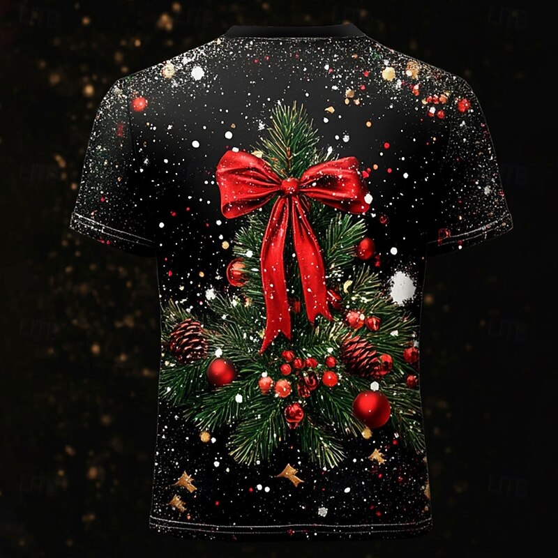 Christmas Men's Christmas Costume 3D T-shirts Snowflake Pattern Fashion 3D Print Tee Party Street Black Short Sleeve Crew Neck Summer Spring Clothing Apparel S M L XL XXL XXXL2