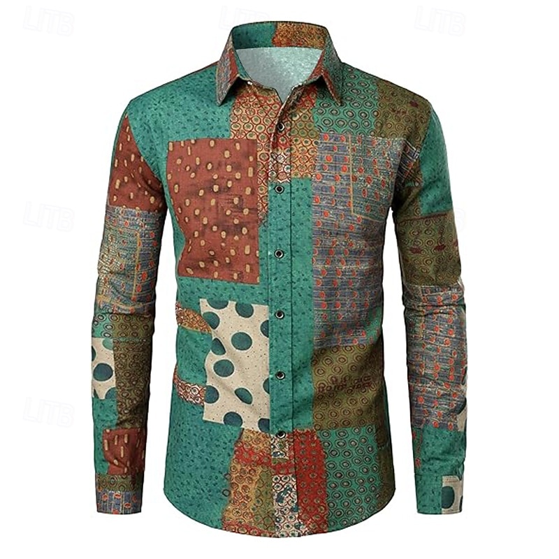 Retro Vintage 1970s Shirt Hippie Disco Paisley Ethnic Fancy Dress Men's Halloween Carnival Party Party / Evening Casual Daily Adults' Shirt3