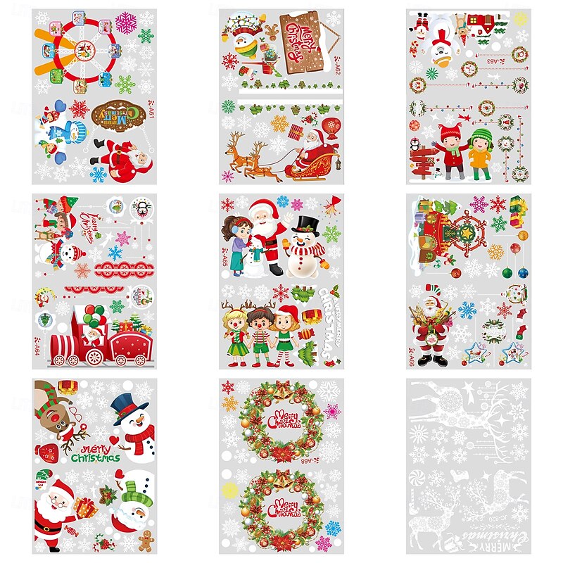 Christmas Window Clings Decorations, Xmas Season Window Stickers, Adhesive Holiday Scene Decor for Festive Atmosphere and Party Setup3