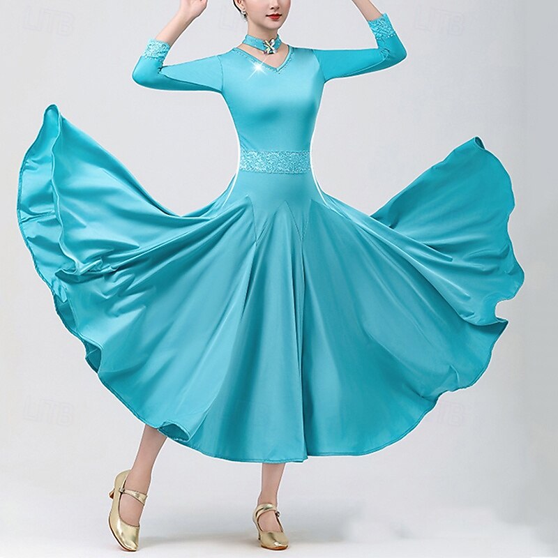 Women's Ballroom Dance Dresses Lace Big Swing Tango Modern Waltz Competition Dress Costumes