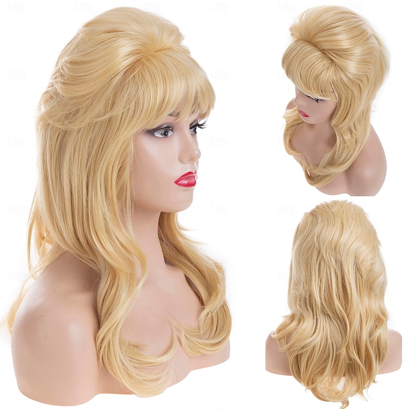 50s Beehive Wigs for Women Blonde Bouffant Big Synthetic Married Housewife Vintage Costume Cosplay Wig Halloween Wigs2