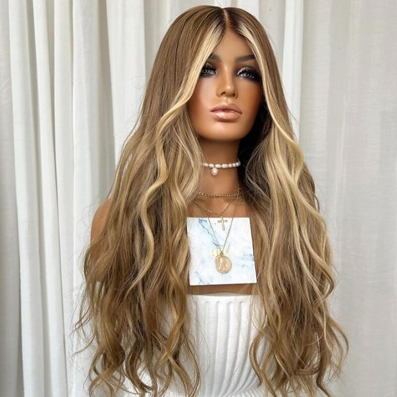 Unprocessed Virgin Hair 13x4 Lace Front Wig Free Part Brazilian Hair Wavy Multi-color Wig 130% 150% Density Highlighted / Balayage Hair 100% Virgin Glueless For Women Long Human Hair Lace Wig3