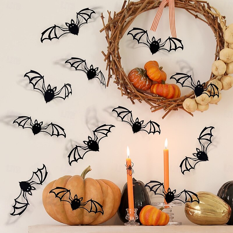 Halloween 3D Bat Wall Decals, Butterfly Wall Stickers for Bedroom Background Wall Decor, Removable Scary Halloween Room Decorations4