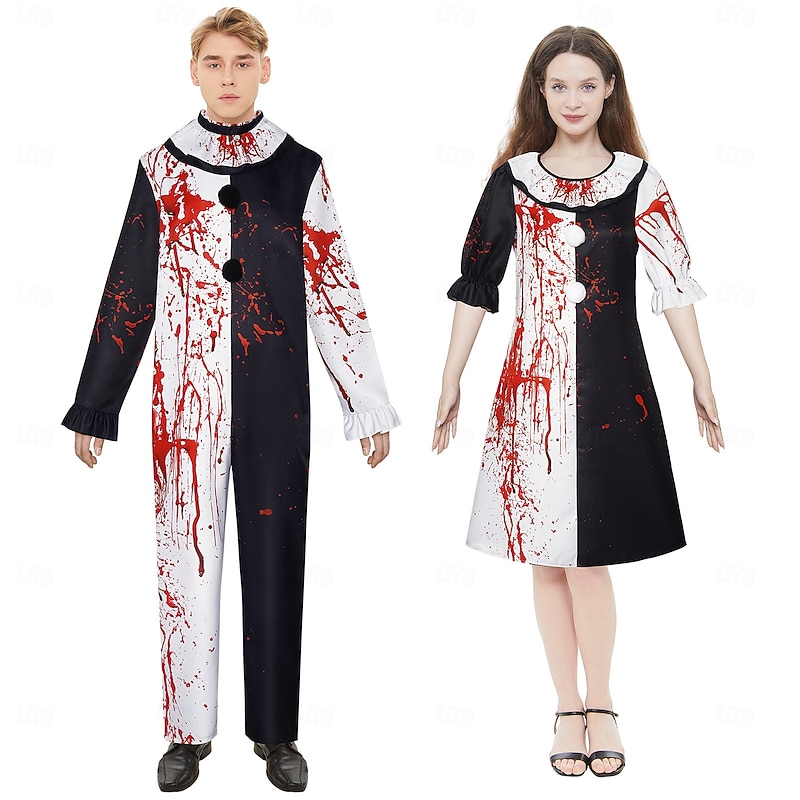 Clown Art the Clown Halloween Halloween Group Couples Costumes Terrifier Couples Scary Costume Adults' Men's Women's Masquerade Performance Easy Halloween Costumes Dress Up