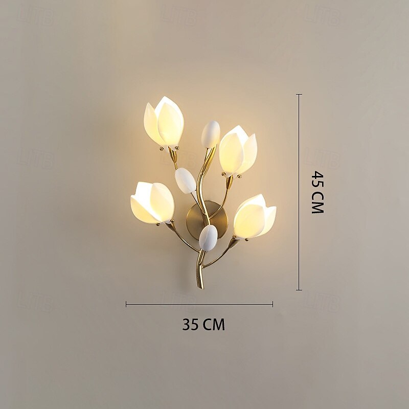 LED Indoor Wall Light Warm White 35cm 4-Light Flower Shape Nordic Style Ceramic Metal G4 Wall Sconce for Bedroom Cafes 110-240V2